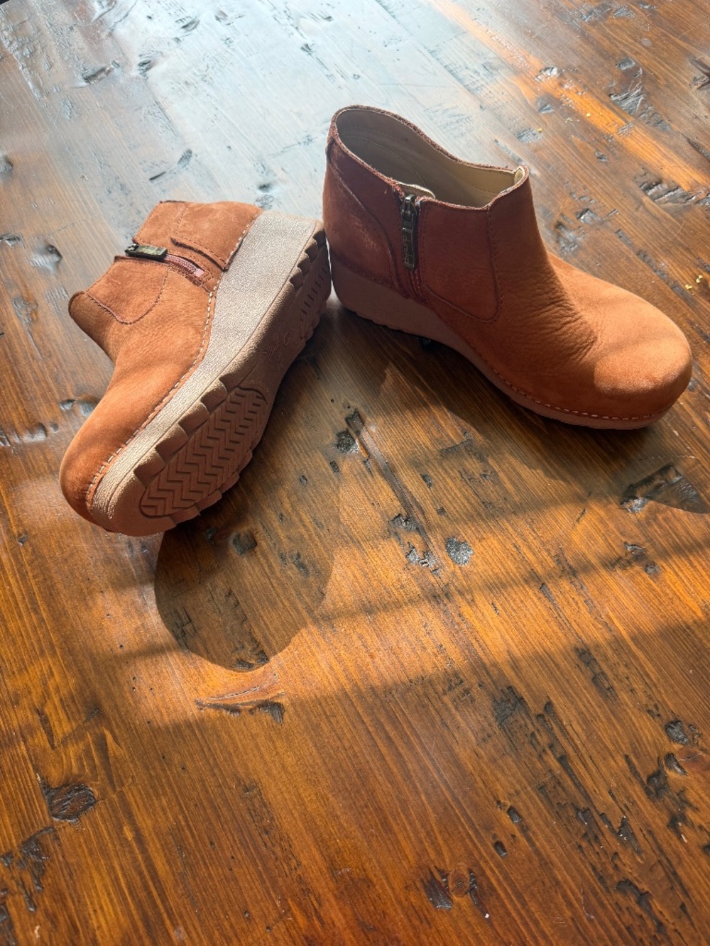 Dance Co. Charlene Milled Nubuck Ginger wedge heel ankle boots